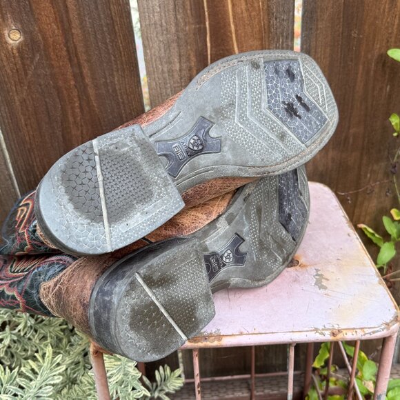 Ariat Mens Leather Cowboy Work Boots 9.5 Square Toe Western Rancher ATS 10016280 - Picture 3 of 16